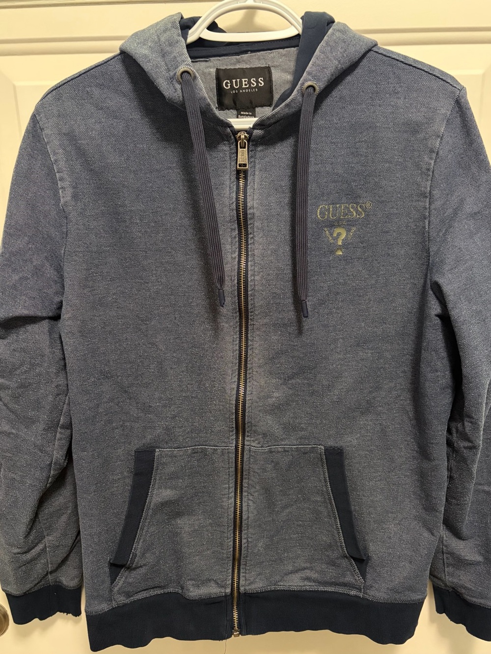 GUESS Men's Navy Blue Full-Zip Hooded Jacket